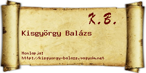 Kisgyörgy Balázs névjegykártya